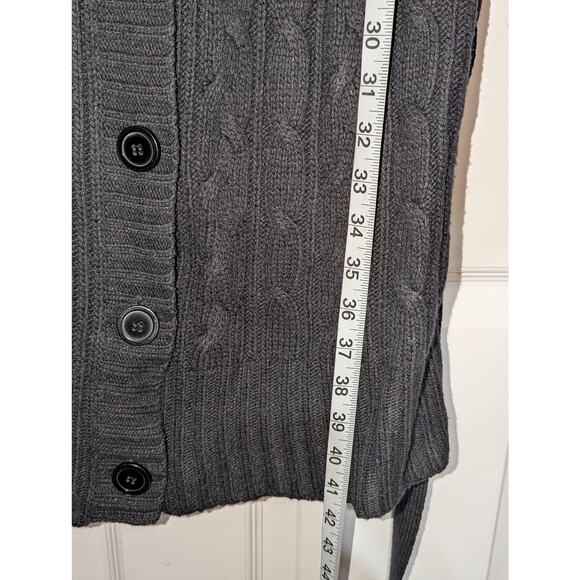 Style & Co Sweater Vest Midi Dress Womens Medium Black Cable Knit Button Belted - Picture 3 of 9
